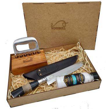 Imagem de Kit Churrasco com Faca 8", Garra de Urso e Sal Parrilla Chef Parrillero, Ideal para Preparar e Servir Carnes com Estilo, Perfeito para Churrasqueiros e Amantes de Churrasco – WOODBULL.