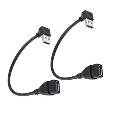 Imagem de Aracombie Cabo de dados de extensão USB 3.0, adaptador de cabo de dados, transmissão de alta velocidade, cabo adaptador conversor macho para fêmea, conector de acoplador de ângulo reto para cima e