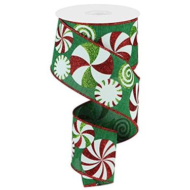 Imagem de Fita de borda com fio em tela Peppermints - 9 metros (esmeralda, branco, limão, vermelho, 6 cm)