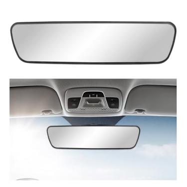 Imagem de Kewucn Espelho retrovisor panorâmico grande angular, 11,2" (285 mm) HD vidro retrovisor clipe no espelho original, acessórios interiores universais para carros, caminhões SUV