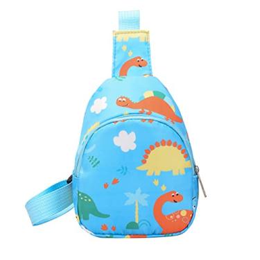 Imagem de Bolsa tiracolo tiracolo de unicórnio com animais fofos para meninas e meninos, Dinossauro azul, One Size