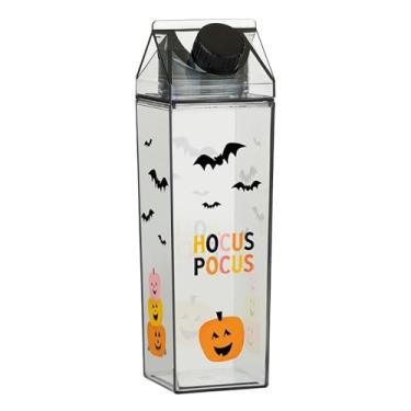 Imagem de Garrafa de água acrílica da Heartfelt - Garrafas quadradas - Garrafa de água transparente para suco ou caixa de leite, 500 ml, Hocus Pocus