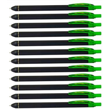 Imagem de Pentel Caneta de gel líquida EnerGel Kuro (0,7 mm), linha média, tinta verde-limão, pacote com 12 (BL437R1-K)