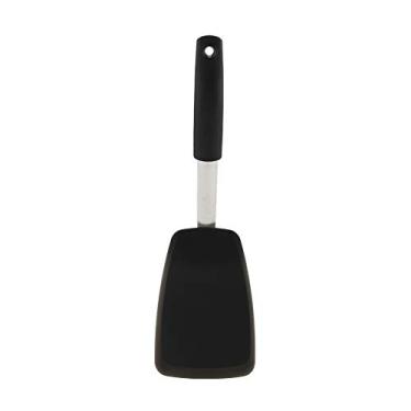 Imagem de Espátula de silicone flexível, resistente ao calor, conjunto com fenda, virador de cozinha, ferramenta de cozinha antiderrapante, utensílio antiaderente, preto grande para virar