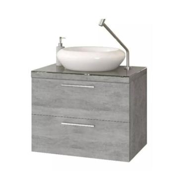 Imagem de Gabinete Santorini Para Banheiro 60 C/ Cuba Branca Cor: Cinza