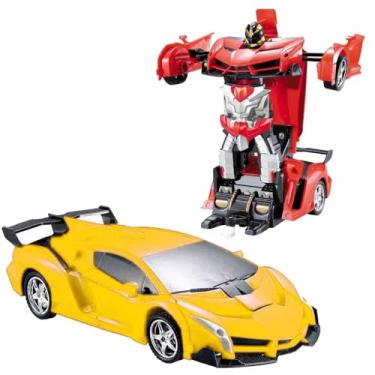 Imagem de Brinquedo Carrinho Bate e Volta Transformers Robo de Batalha com Som, Luz e Movimento, Ferrari/McLaren/Lamborghini, Vermelho ou Amarelo