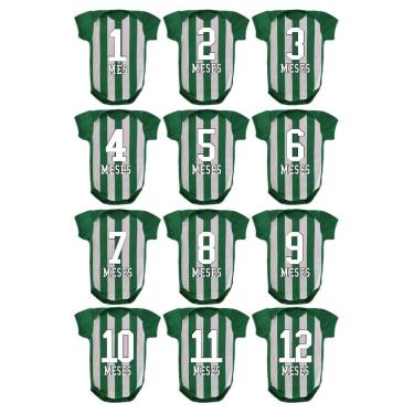 Imagem de Kit Body Bebê Mesversário Manga Curta Time de Futebol 12 Bodies de 1 a 12 Meses-Unissex
