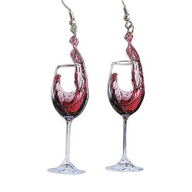 Imagem de Brincos em formato de uísque de vinho de cerveja pendentes, pinos 3D, uísque, bourbon nas rochas, vidro, gelado, país, bebida alcoólica, gótico, punk, Y2K, barista, café caneca, pires, rosa, vermelha,