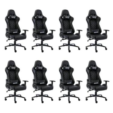 Imagem de Kit 8 Cadeiras Gamer Giratória Fair Play Preto