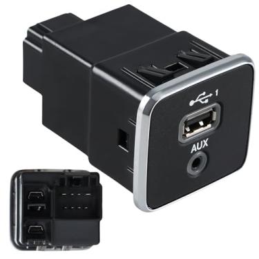 Imagem de KPALAG Console central frontal USB AUX porta de carregamento soquete auxiliar porta redonda com USB compatível com Jeep Cherokee 2019-2020 2018-2021 Jeep Compass substituição # 5XG28DX9AD 5XG28DX9AC