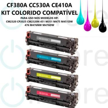 Imagem de Kit 4 Toner Compatível Cc530a Cc531a Cc532a Cc533a Ce410a Ce411a Ce412