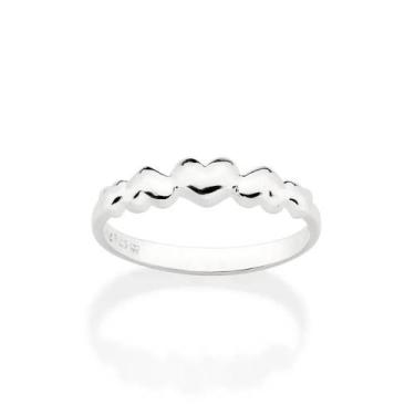 Imagem de Anel de prata 925 feminino rommanel fino skinny 5 corações 810225, 16