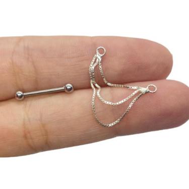 Imagem de Piercing Mamilo Intimo Corrente Prata 925 Original - RaraSteel Piercin