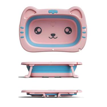 Imagem de Banheira Infantil Dobrável Para Bebê 40L Gatinho - Tibaby, Rosa