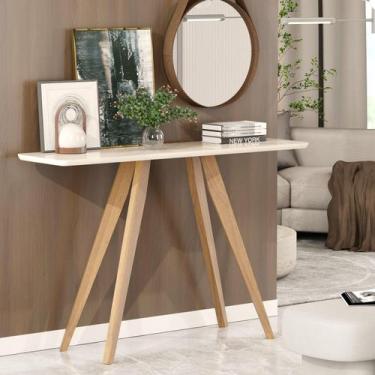 Imagem de Aparador Sala Estar Moderno Monaco 100 cm Pés Madeira - Off/White - MO