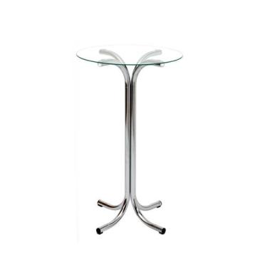 Imagem de Mesa Alta Bistrô para Evento, Feira ou Cozinha Pé X Cromada com Tampo 