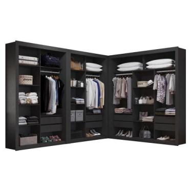 Imagem de Closet Modulado 8 gavetas 15 Prateleiras Amoudi Móveis, Preto Tx