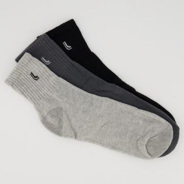 Imagem de Kit Meia Lupo Cano Médio 3 Pares Preta Cinza, 37-40