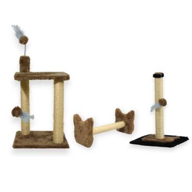 Imagem de Arranhador Para Gatos 2 Plataformas Rede E Brinquedos Poste P Torre Si