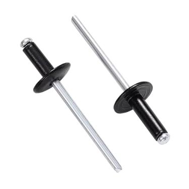 Imagem de Maozaa 50 rebites cegos de alumínio preto com flange grande de 3/40.6 cm x 1/5.1 cm, rebites pop de 4,8 x 12 mm, rebites cegos para metal