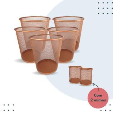 Imagem de Lixeira Escritório e Porta Canetas Lápis Rose Gold - Markys Store