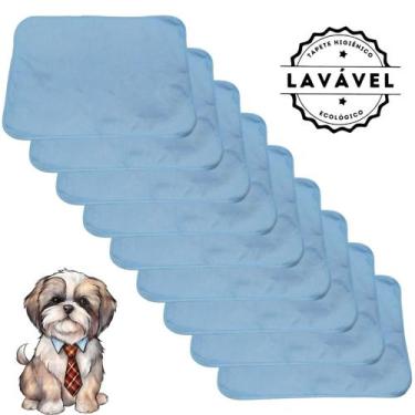 Imagem de Kit com 9 Tapetinhos Alta Absorção para Pets 70x50 Azul 200 Lavagens P