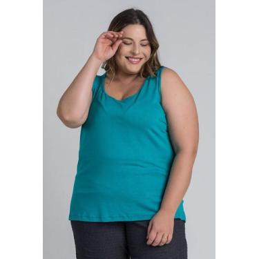 Imagem de Regata Feminina Plus Size Básica Visco - Serena, Azul, G8