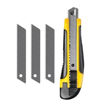 Imagem de Estilete Profissional Emborrachado Lâmina 18 Mm Kit 10 Peças - EDA