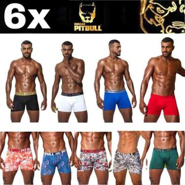 Imagem de Kit Com 6 Cuecas Boxer Box Masculina Adulto Pitbull Original Microfibr