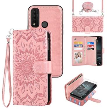 Imagem de Asuwish Capa de telefone para TCL 20XE 5087Z carteira com zíper magnético destacável capa celular com protetor de tela alça transversal alça flip porta-cartão slot TLC 20 XE TCL20XECase EX mulheres