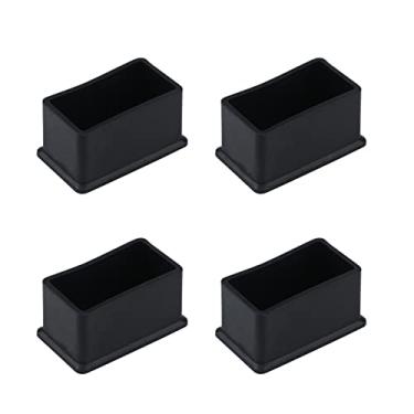 Imagem de Antrader 4 peças de pontas de perna de cadeira de mesa retangulares de borracha em PVC almofadas de móveis capas protetores de pés 2,5 cm x 5 cm preto