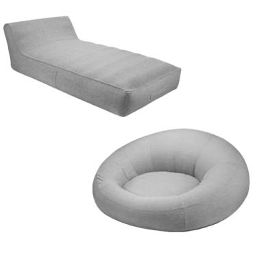 Imagem de Conjunto Chaise e Puff Inflável Área Externa Akira com Capa de Olefin Cinza G56 - Gran...