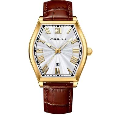 Imagem de Relogio Analógico Masculino De Quartzo Design Criativo Tonneau à Prova D`água Dourado