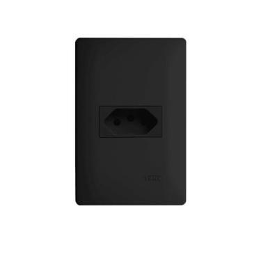 Imagem de Tomada Preta 2P+T 10A/250V com placa Habitat Black - Fame