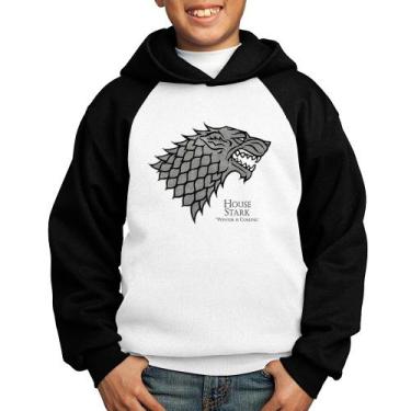 Imagem de Moletom Infantil House Stark: Winter is Coming - Foca na Moda, Branco,