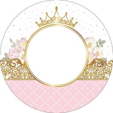 Imagem de Painel De Festa Redondo 1,50x1,50 - Realeza Rosa Candy 007 - Via Cores