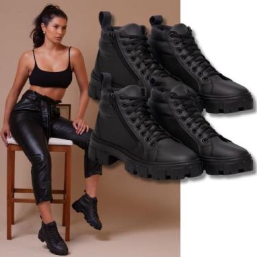 Imagem de Bota Feminina, kit 2 pares Preto e Marrom, Sola Borracha Antiderrapant