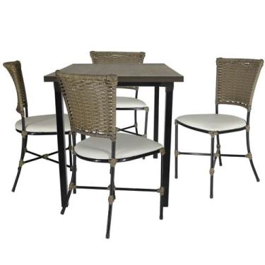 Imagem de Jogo Mesa e 4 Cadeiras Gramado de Área Jardim Móveis Interno e Externo