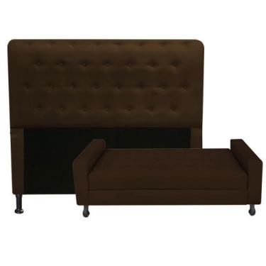 Imagem de Kit Cabeceira Brenda com Recamier Felix 1,60 cm Queen Size Baú Quarto 