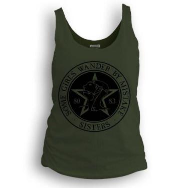 Imagem de Camiseta regata feminina Dasantigas malha 100% algodão estampa Sisters