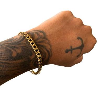 Imagem de Pulseira Masculina Grumet 6mm Bracelete Banhada Ouro Premium - Azmar S