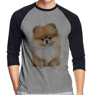 Imagem de Camiseta Raglan Cachorro Spitz Alemão Lulu da pomerânia Manga 3/4 - Fo
