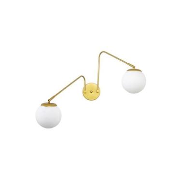 Imagem de Lustre Arandela Zig Zag Dupla Bola Globo Dourado 373 - ILUMINAMUNDO