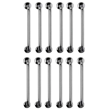 Imagem de Barra de Apoio 60cm Aço Inox Kit 12 Unidades Acessibilidade Criança Idoso Gestante Suporte Resistente Segurança Corrimao Escada Evita Acidente