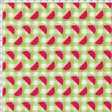 Imagem de Tecido Estampado para Patchwork - Melan & Cia: Fatias no Xadrez Picnic