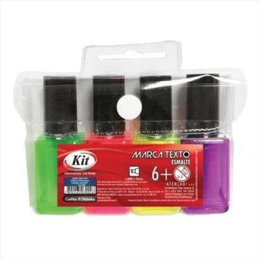 Imagem de Kit marca texto Kit esmalte com 4 cores neon