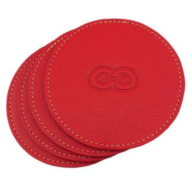 Imagem de Jogo de Porta Copos FORLI em Couro Galvani, Vermelho