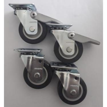 Imagem de Rodizio para carrinhos e  móveis roda pvc com freio e sem kit glap 210