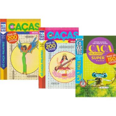 Imagem de Livro Coquetel Só Caças Palavras +550 Jogos em 3 Volumes 100% Caça 