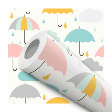 Imagem de Papel de Parede Adesivo Guarda Chuva Colorido Infantil Bebê Moderno Qu
